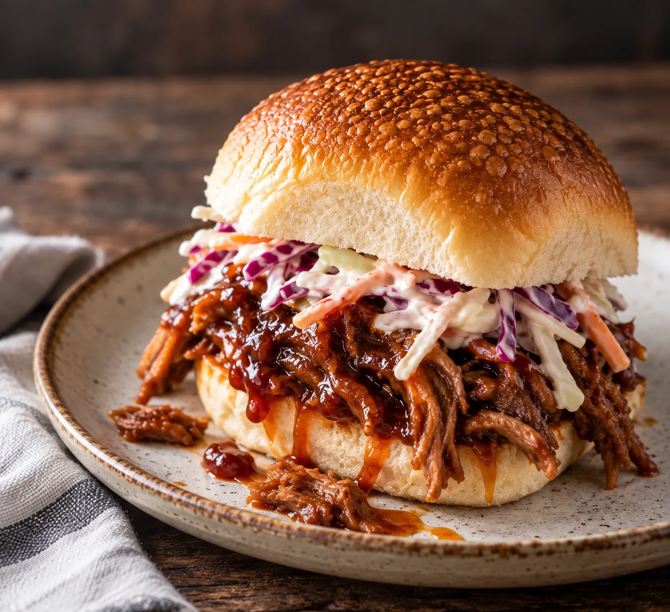 Slow Cooker BBQ Pulled Pork Sandwich