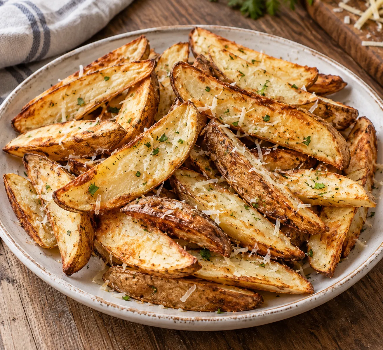 Air Fryer Garlic Parmesan Potato Wedges